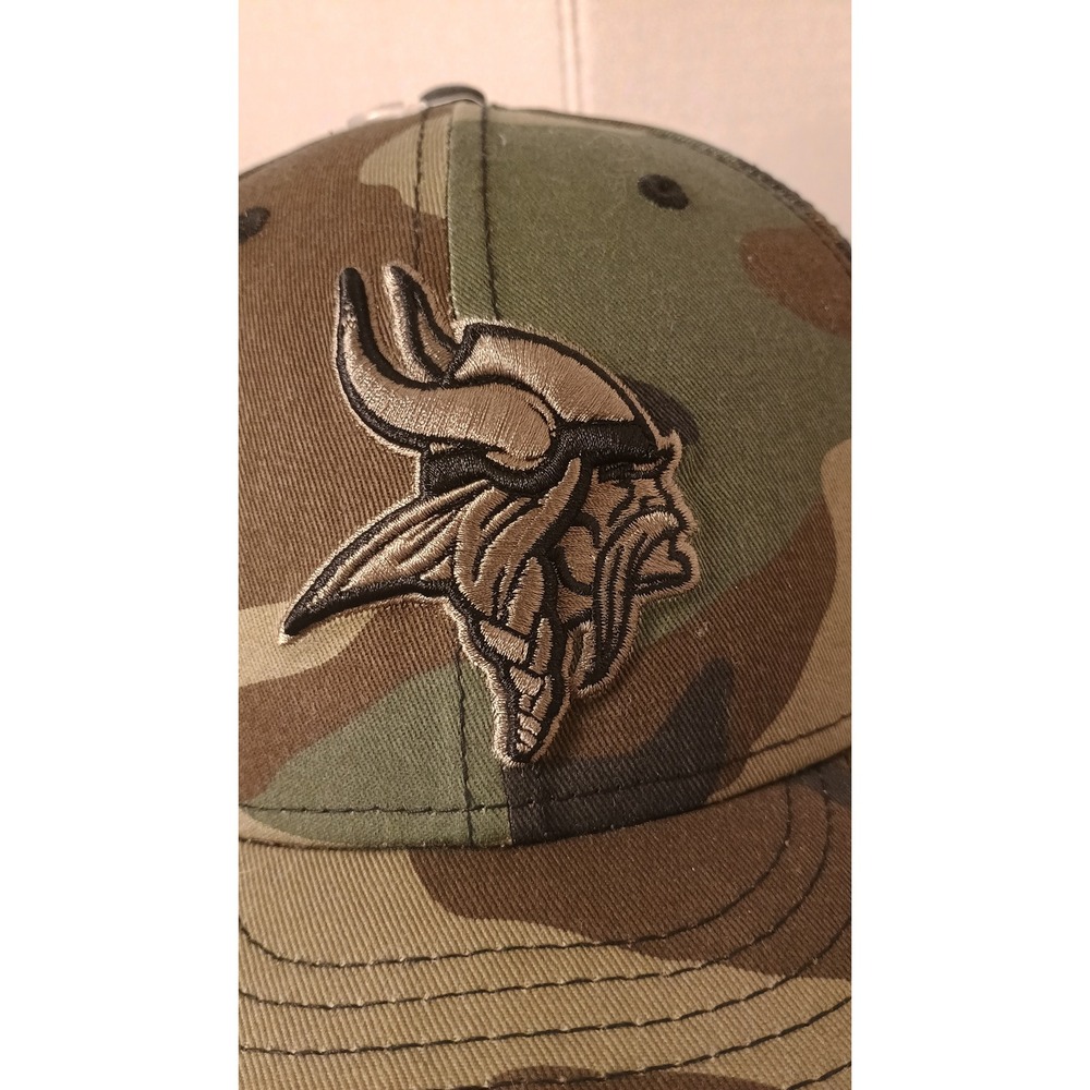 New Era Minnesota Vikings Hat Mens 7 1/2 Green Camo Excellent 59FIFTY Fitted Cap - Picture 2 of 8